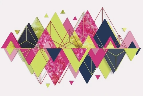 геометрия, треугольники, зелено-розовые