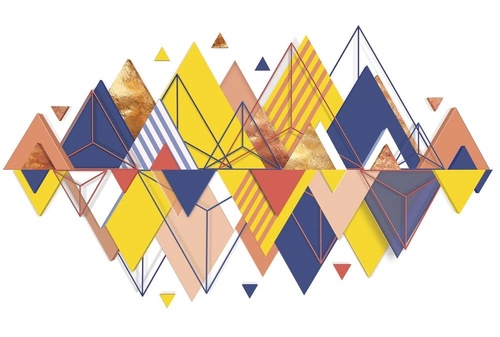 геометрия, треугольники, желто-синие