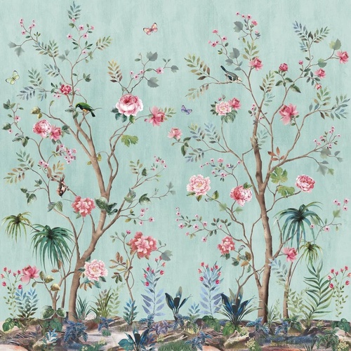 шинуазри, сад, зеленая, деревья, розы, листья