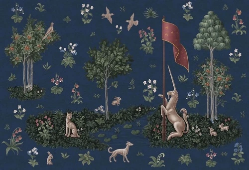 в детскую комнату, гобелен, единорог, темно синие