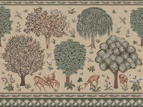 в детскую комнату, гобелен, сад, бежевые, деревья, олени