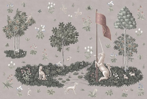 в детскую комнату, гобелен, единорог, серо-бежевая