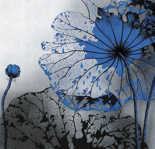 в ванную комнату, графика, синие, черные