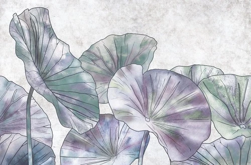 в ванную комнату, графика, лотосы, сиреневая