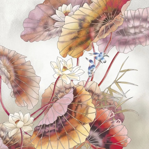 в ванную комнату, графика, лотосы, листья лотоса, розовая