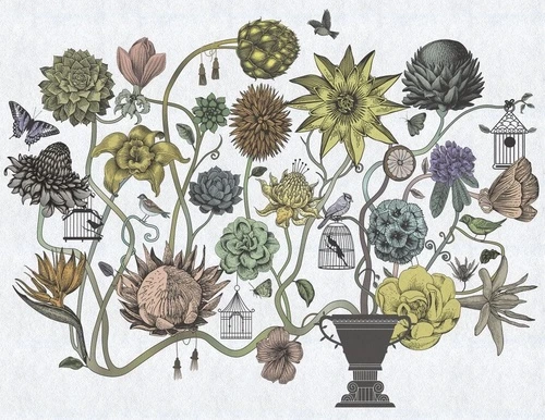 в ванную комнату, графика, цветы