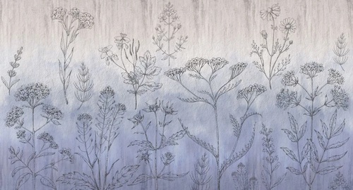 в ванную комнату, графика, полевые цветы, бежево-голубая