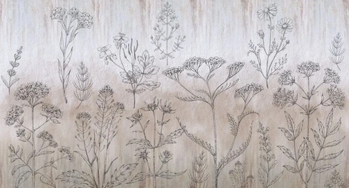 в ванную комнату, графика, полевые цветы, бежевые