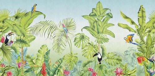 в детскую комнату, тропики, пальмы, зеленая