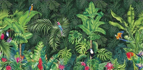 в детскую комнату, тропики, пальмы, темно зеленая