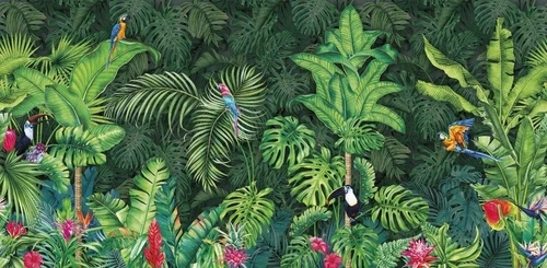 в детскую комнату, тропики, пальмы, темно зеленая