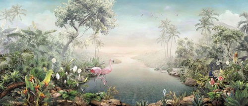 в детскую комнату, тропики, фламинго