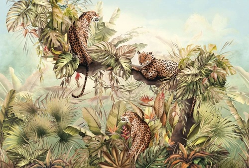 в загородный дом, тропики, леопарды, бежевые