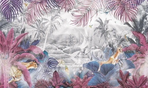 в детскую комнату, тропики, розовые