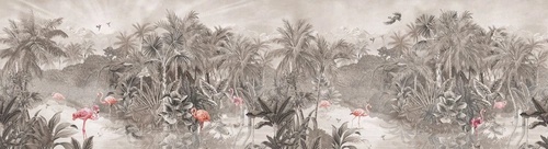 в детскую комнату, тропики, светлые, фламинго