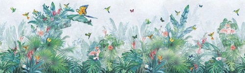в детскую комнату, тропики, яркие, птицы, бабочки