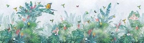 в детскую комнату, тропики, яркие, птицы, бабочки