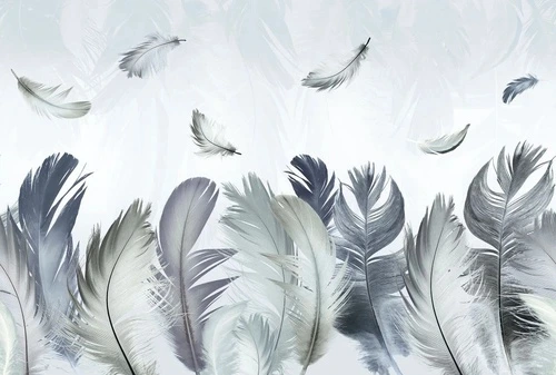 молодежные, перья, голубые