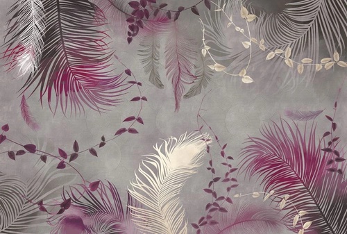 молодежные, перья, на сером фоне, фуксия