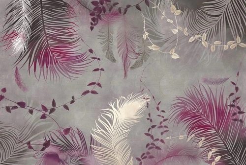 молодежные, перья, на сером фоне, фуксия