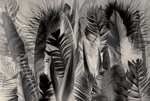 молодежные, перья, бежево-черные, крупные