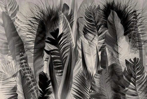 молодежные, перья, бежево-черные, крупные