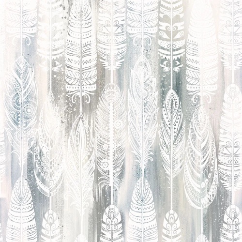 классика, обои с перьями, серо-голубые