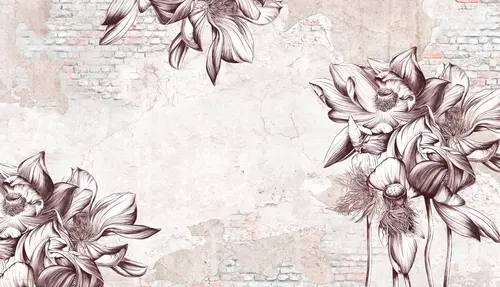 стена, кирпич, цветы, лофт, минимализм, кирпичная стена