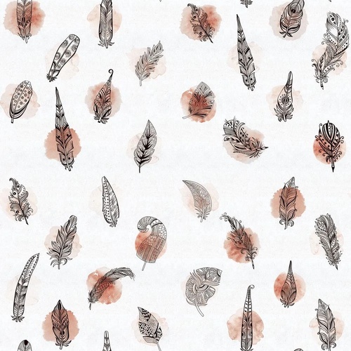 молодежные, перья, розовые, на белом фоне