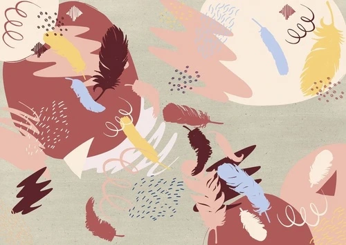 абстракция, перья, бежевые