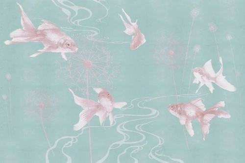 в детскую комнату, обои с рыбами, голубые