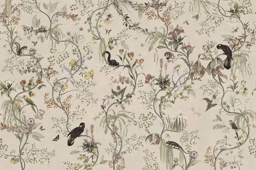 в детскую комнату, обои с птицами, бежевые
