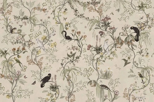 в детскую комнату, обои с птицами, бежевые