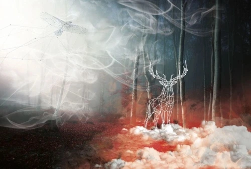 в офис, обои с оленем