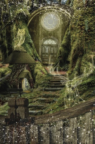 в детскую комнату, темные, зеленые, сказочный домик, сова