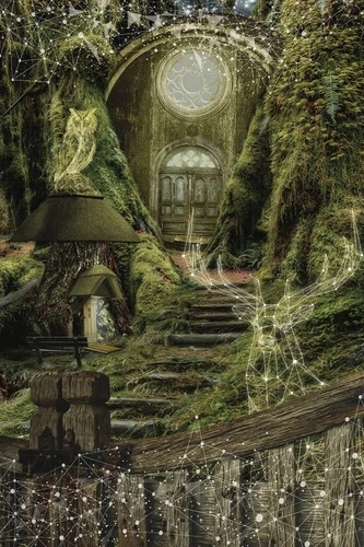 в детскую комнату, темные, зеленые, сказочный домик, сова