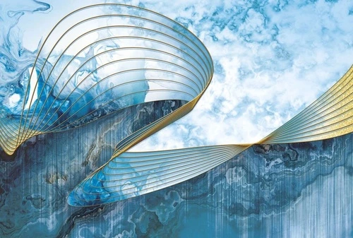 в ванную комнату, под мрамор, линии, сине-голубая