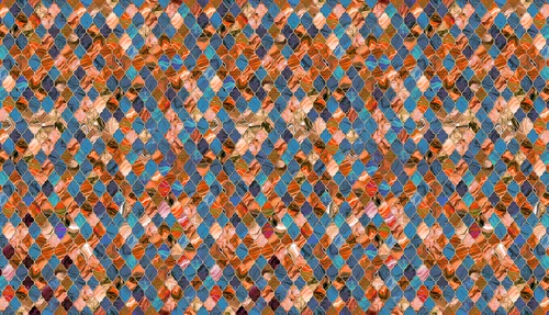 геометрический узор, яркие, пестрые, оранжевые, рыжие, синие, голубые, геометрия, малахит, абстракция, лоскутки, мазки, мозаика
