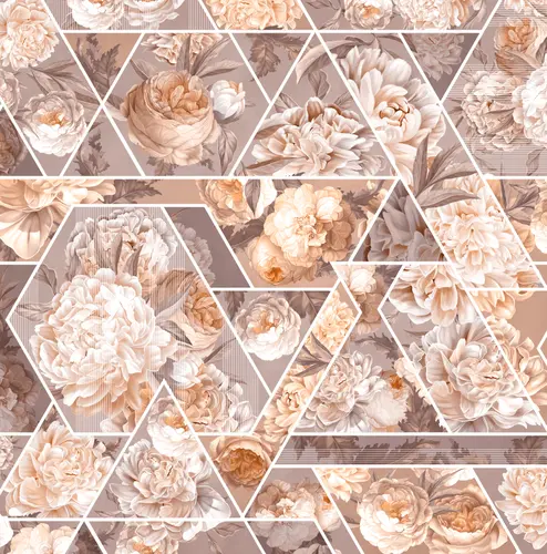 пионы, линии, геометрия, цветы, лепестки, на потолок