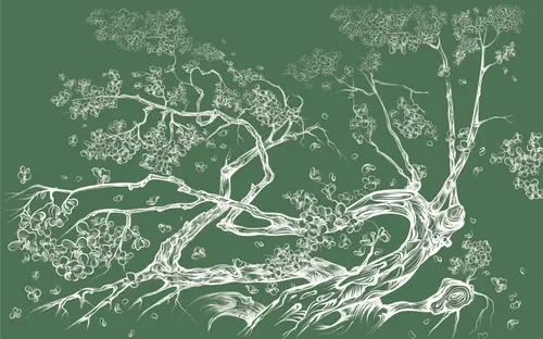 лофт, природа, дерево, сакура, современный, листья, минимализм