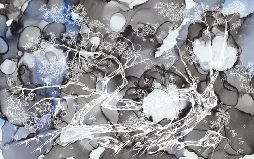 современный, листья, лофт, сакура, минимализм, дерево, акварель, природа, мрамор, пятна