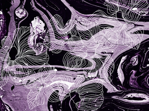 мрамор, современный, акварель, цветы, растения, природа, линии