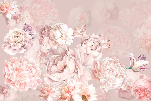 пионы, розы, растения, нежность, листья, цветы, лепестки