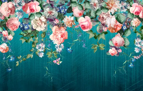 пионы, растения, розы, стена, цветы, лепестки