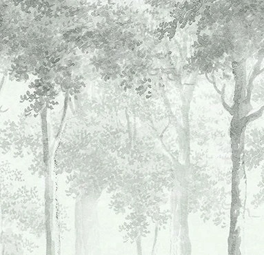 Арт-обои - пейзаж, светлые деревья, зеленые, бирюзовые, лес, лес в тумане