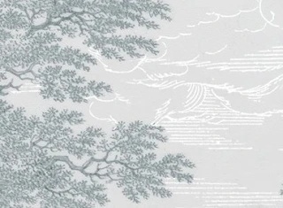 Арт-обои - пейзаж, популярные, бирюзовая, деревья, лес, светлые деревья, деревья в лесу, мостик, река