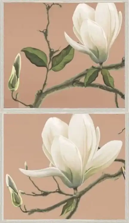 Арт-обои - коридор, квадратные, персиковые, магнолии, персикового цвета 