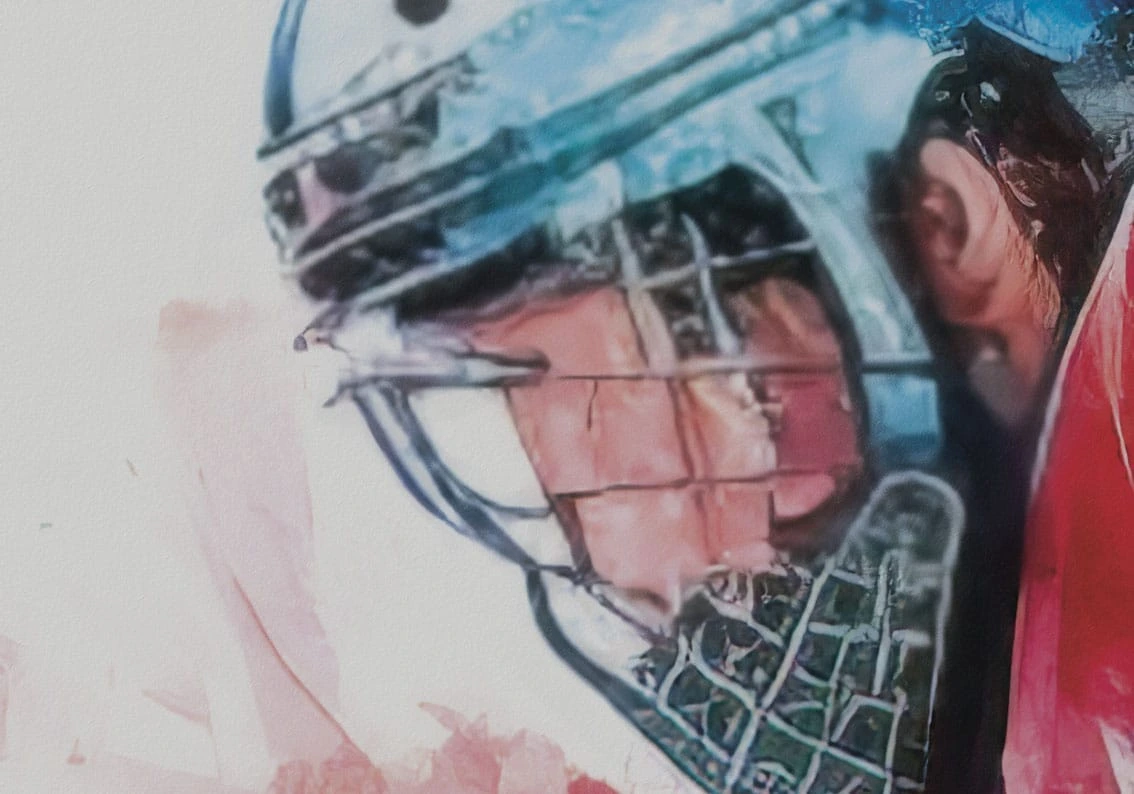 Арт-обои - наши работы, хоккеист с клюшкой