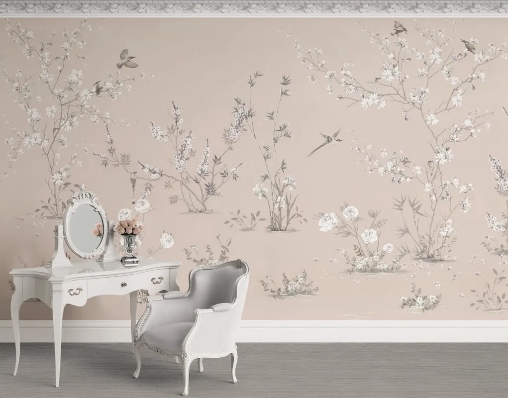 Фотообои и фрески в интерьере - шинуазри, обои шинуазри, обои в стиле шинуазри, обои шинуазри с птицами