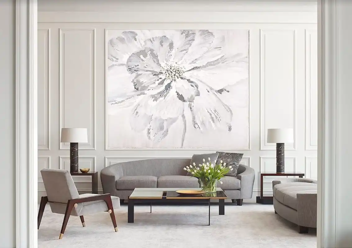 Фотообои и фрески в интерьере - цветок, белый, молодежные, над диваном, в салон, в стиле модерн, квадратные, картины, люксовые